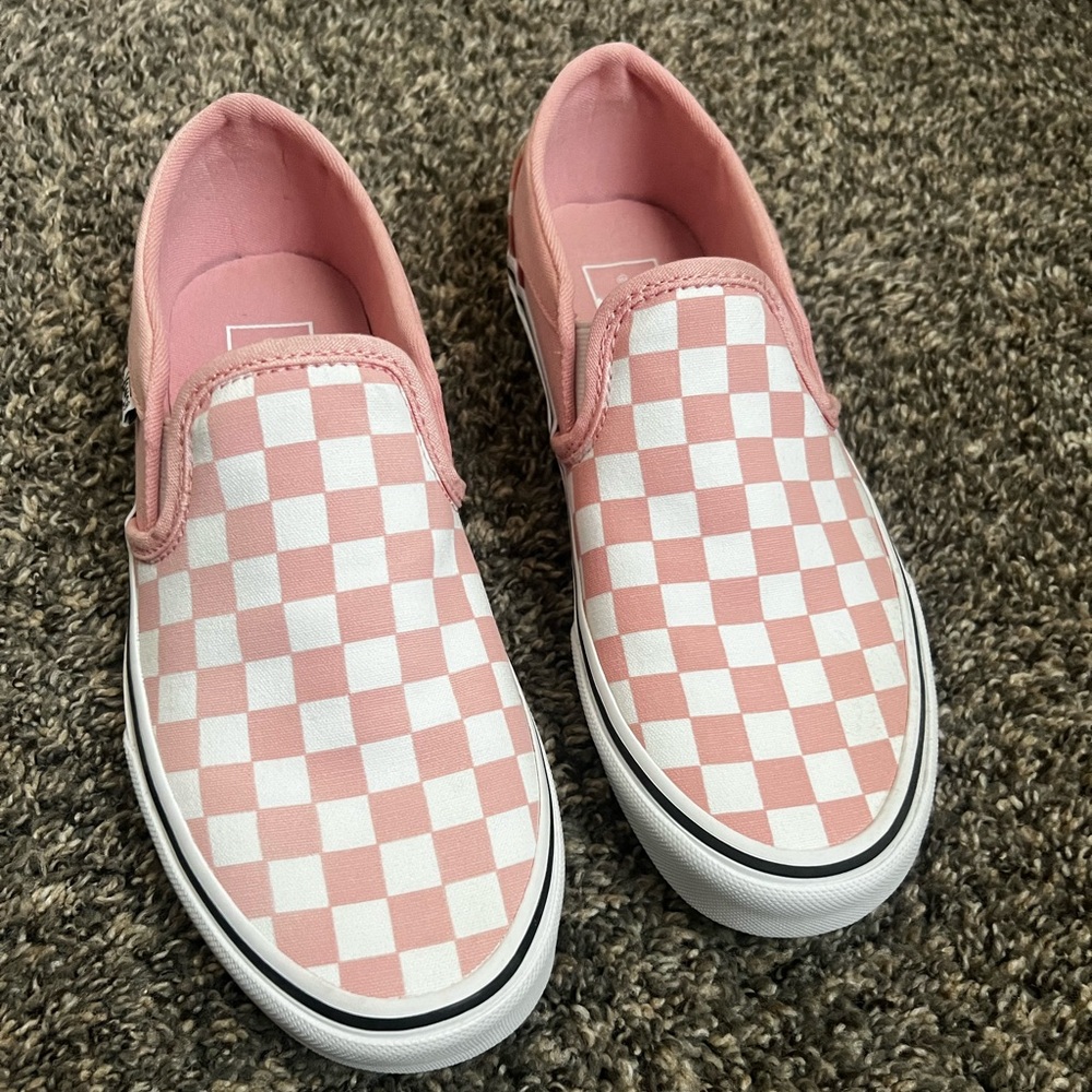 Pink white checkered Vans